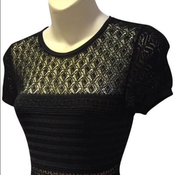 Diane Von Furstenberg Black Intricate Lace Crochet Knit Dress